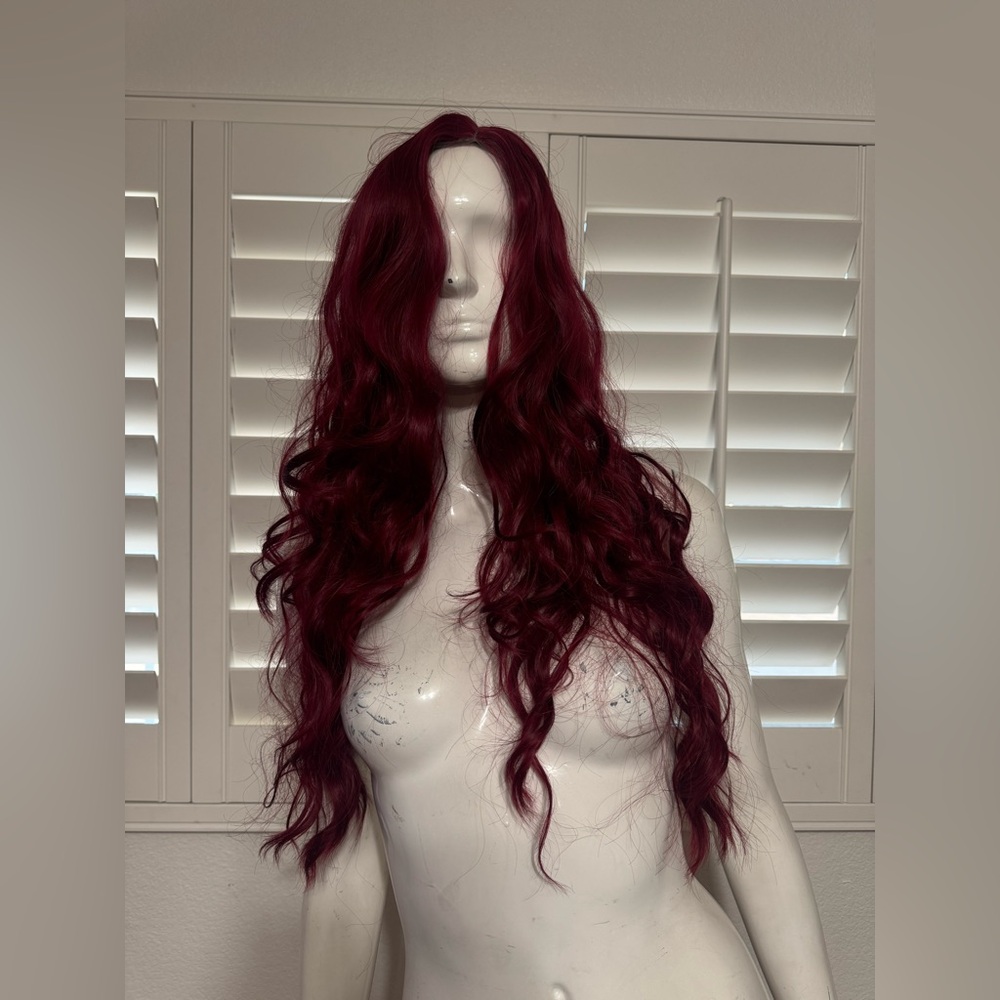 New long wavy red wig hair cosplay festival drag costume